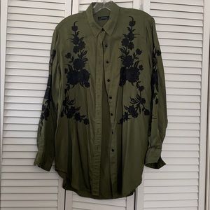 ZARA Floral Button Down Shirt